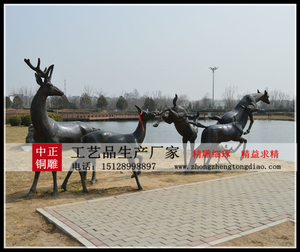 铜雕鹿动物雕塑铸造厂